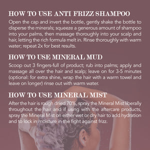 Mineral DeFrizz kit (shampoo,Mud,Mineral Mist) bundle