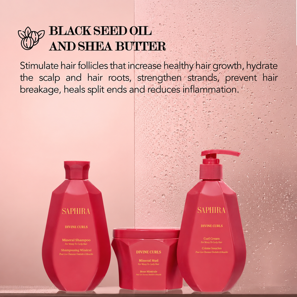 Divine Curls Kit (shampoo,Mud,Curl Cream) Bundle - Saphira Hair Care, image 6