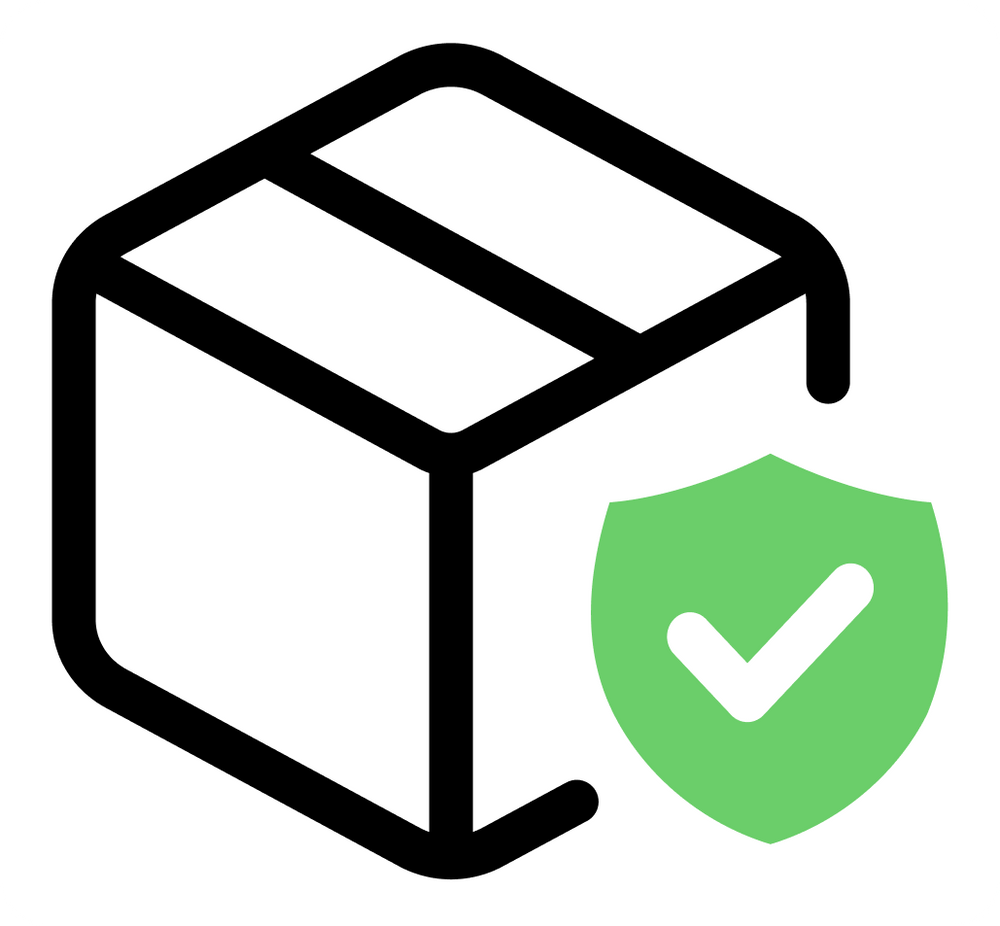 Shipping Protection icon: a package with a green shield and check mark