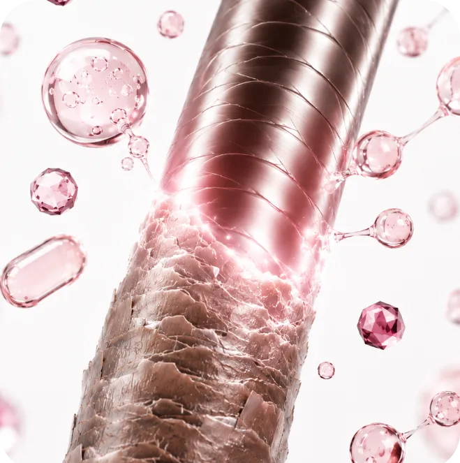 Hair strand with active mineral molecules