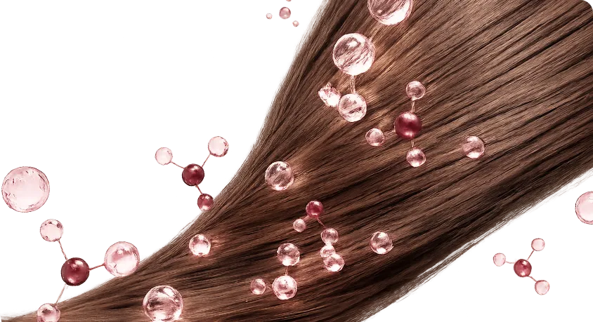 Hair strand with mineral molecules