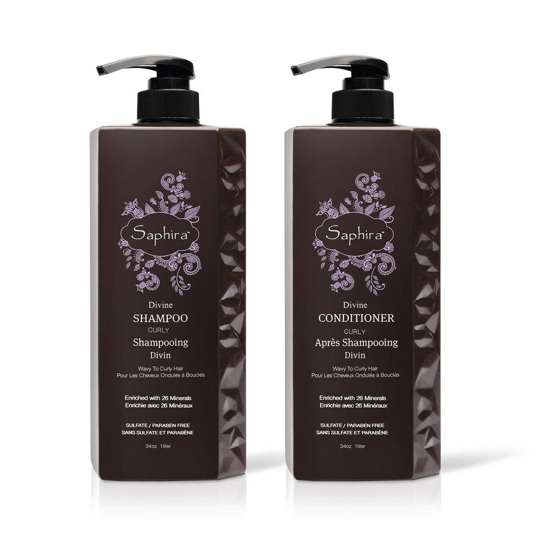 Back bar size shampoo and conditioner set for shiny curly wavy hair